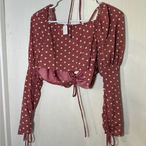 Nasty Gal Crop Top Polkadot with sleeves